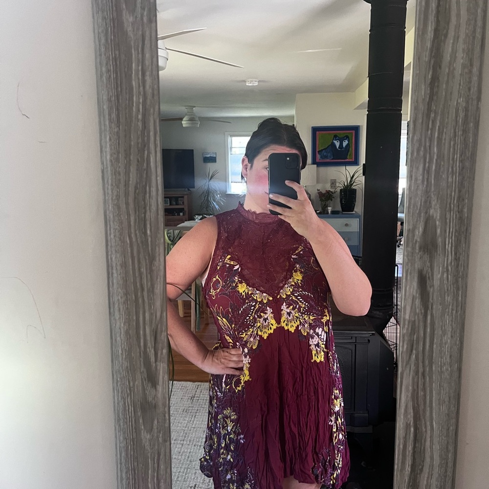 Free People Burgundy Marsha Mini Dress